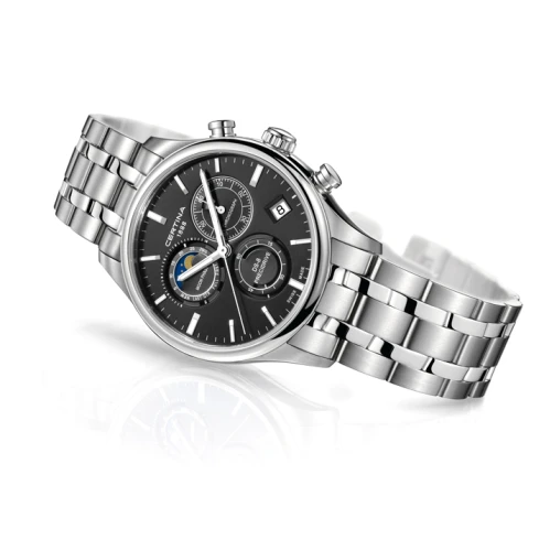 Мъжки ръчен часовник с кварцов механизъм - корпус от Стомана - Стоманена верижка - цвят Черен Сив