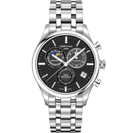 Мъжки ръчен часовник с кварцов механизъм - корпус от Стомана - Стоманена верижка - цвят Черен Сив