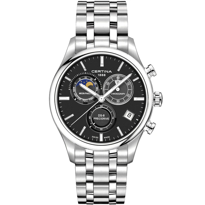 Мъжки ръчен часовник с кварцов механизъм - корпус от Стомана - Стоманена верижка - цвят Черен Сив