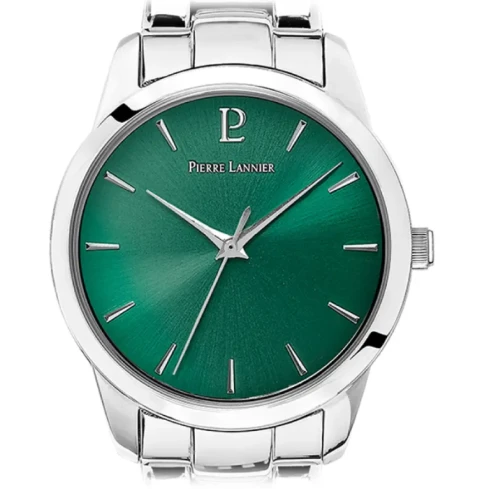 Дамски ръчен часовник с кварцов механизъм - корпус от Стомана - Стоманена верижка - цвят Зелен Сив