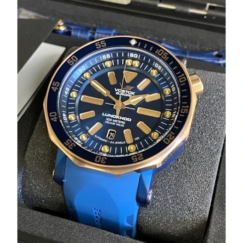 Мъжки ръчен часовник с автоматичен механизъм - корпус от Стомана - Естествена кожа - цвят Син Син