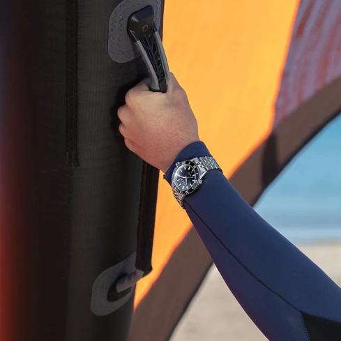 Мъжки ръчен часовник с автоматичен механизъм - корпус от Стомана - Стоманена верижка - цвят Черен Сив