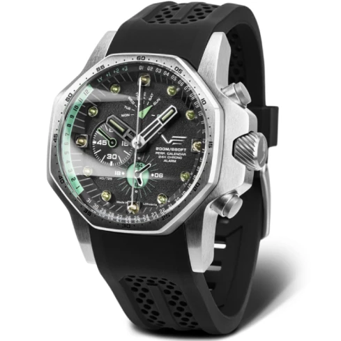 Мъжки ръчен часовник с кварцов механизъм - корпус от Стомана - Естествена кожа - цвят Черен Черен