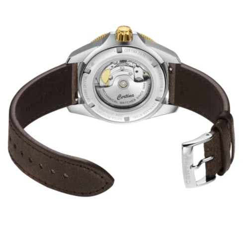 Мъжки ръчен часовник с автоматичен механизъм - корпус от Стомана - Естествена кожа - цвят Черен Кафяв