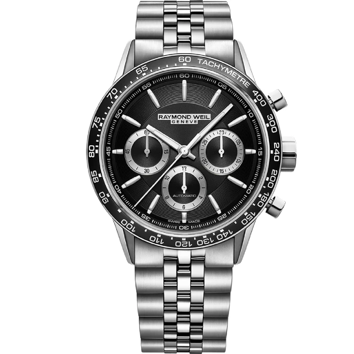 Мъжки ръчен часовник с автоматичен механизъм - корпус от Стомана - Стоманена верижка - цвят Черен Сив