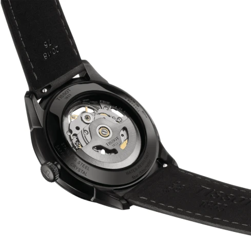 Мъжки ръчен часовник с автоматичен механизъм - корпус от Стомана - Естествена кожа - цвят Скелетон Черен