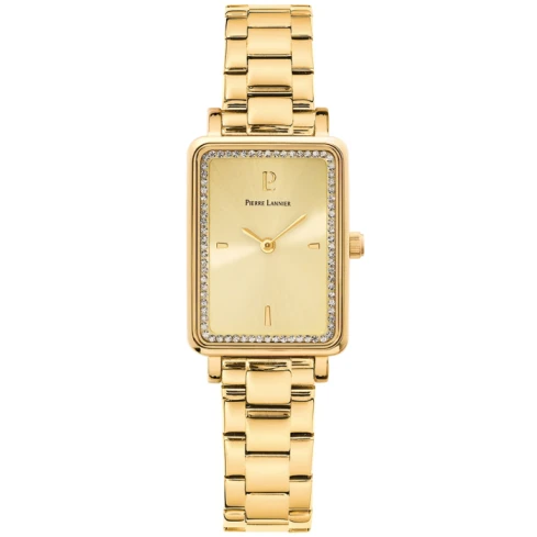 Дамски ръчен часовник с кварцов механизъм - корпус от Стомана - Стоманена верижка - цвят Шампанско Злато