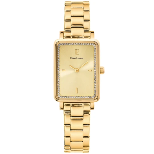 Дамски ръчен часовник с кварцов механизъм - корпус от Стомана - Стоманена верижка - цвят Шампанско Злато