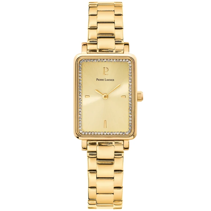 Дамски ръчен часовник с кварцов механизъм - корпус от Стомана - Стоманена верижка - цвят Шампанско Злато