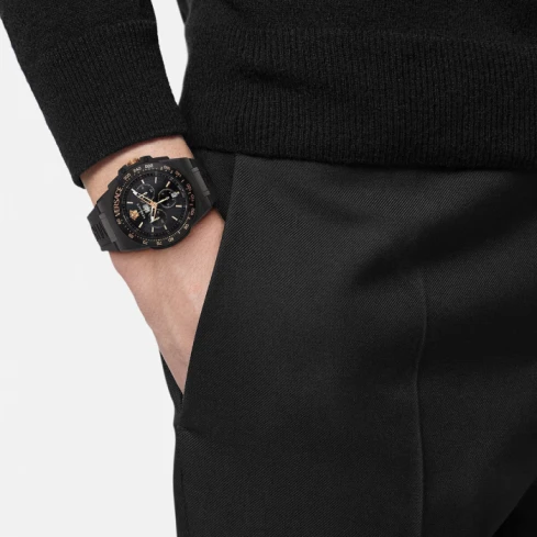 Мъжки ръчен часовник с кварцов механизъм - корпус от Стомана - Силиконова каишка - цвят Черен Черен