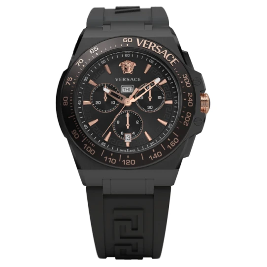 Мъжки ръчен часовник с кварцов механизъм - корпус от Стомана - Силиконова каишка - цвят Черен Черен