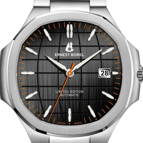 Мъжки ръчен часовник с автоматичен механизъм - корпус от Стомана - Стоманена верижка - цвят Черен Сив