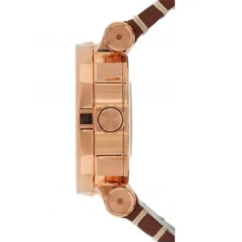 Мъжки ръчен часовник с автоматичен механизъм - корпус от Стомана - Естествена кожа - цвят Злато Кафяв