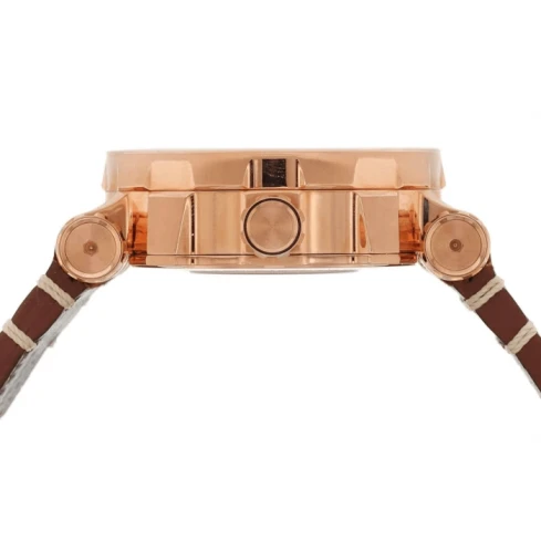 Мъжки ръчен часовник с автоматичен механизъм - корпус от Стомана - Естествена кожа - цвят Злато Кафяв