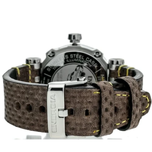 Мъжки ръчен часовник с автоматичен механизъм - корпус от Стомана - Естествена кожа - цвят Черен Кафяв