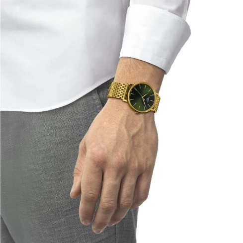 Мъжки ръчен часовник с кварцов механизъм - корпус от Стомана - Меш - цвят Зелен Зелен