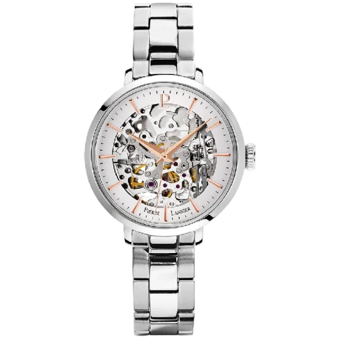 Дамски ръчен часовник с кварцов механизъм - корпус от Стомана - Стоманена верижка - цвят Скелетон Сив