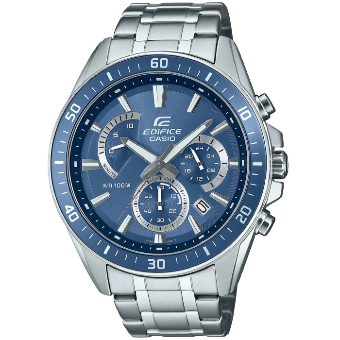 Мъжки ръчен часовник с кварцов механизъм - корпус от Стомана - Стоманена верижка - цвят Син Сив