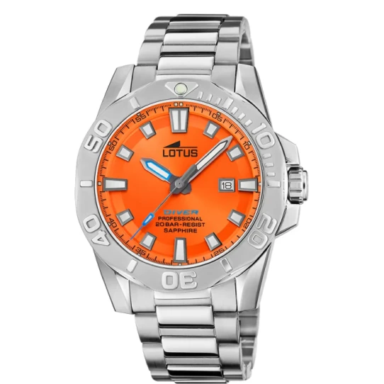 Мъжки ръчен часовник с кварцов механизъм - корпус от Стомана - Стоманена верижка - цвят Оранжев Сив