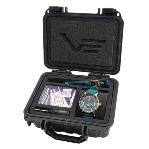 Мъжки ръчен часовник с автоматичен механизъм - корпус от Бронз - Естествена кожа - цвят Зелен Зелен