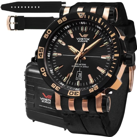 Мъжки ръчен часовник с автоматичен механизъм - корпус от Стомана - Естествена кожа - цвят Черен