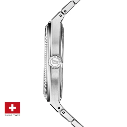 Мъжки ръчен часовник с автоматичен механизъм - корпус от Стомана - Стоманена верижка - цвят Черен Сив