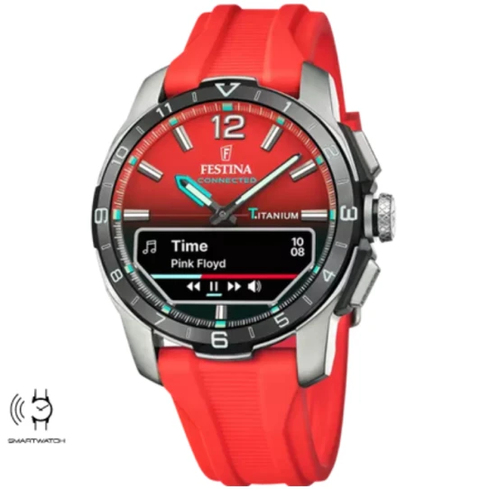 Мъжки ръчен часовник с кварцов механизъм - корпус от Титан - Каучук - цвят Червен Червен