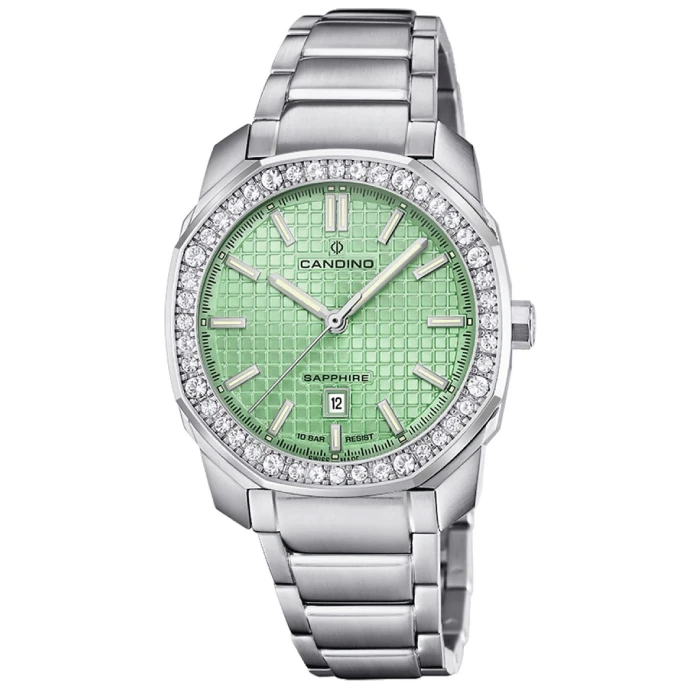 Дамски ръчен часовник с кварцов механизъм - корпус от Стомана - Стоманена верижка - цвят Зелен Зелен