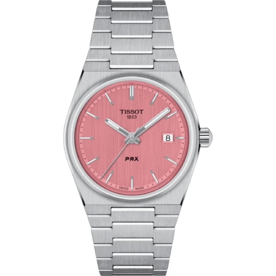 Мъжки ръчен часовник с кварцов механизъм - корпус от Стомана - Стоманена верижка - цвят Розов Сив