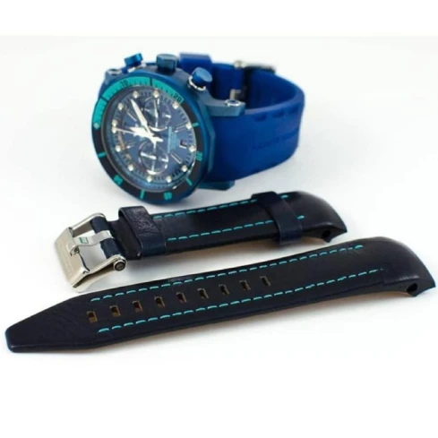 Мъжки ръчен часовник с кварцов механизъм - корпус от Стомана - Силиконова каишка - цвят Син Син
