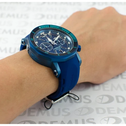 Мъжки ръчен часовник с кварцов механизъм - корпус от Стомана - Силиконова каишка - цвят Син Син