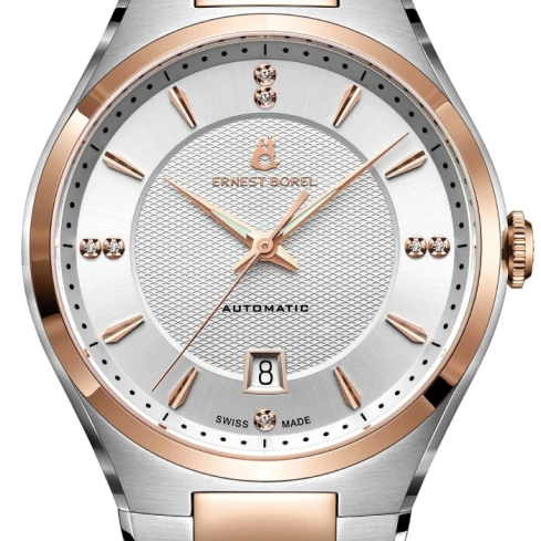 Мъжки ръчен часовник с автоматичен механизъм - корпус от Стомана - Стоманена верижка - цвят Сребрист Розово Злато