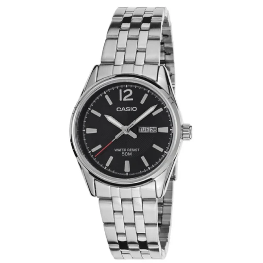 Мъжки ръчен часовник с кварцов механизъм - корпус от Стомана - Стоманена верижка - цвят Черен Сив