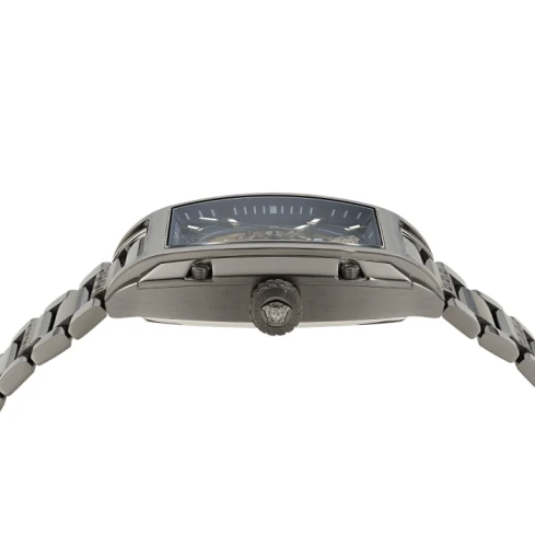 Мъжки ръчен часовник с автоматичен механизъм - корпус от Стомана - Стоманена верижка - цвят Черен Син