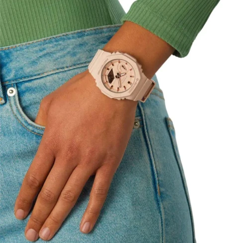 Дамски ръчен часовник с кварцов механизъм - корпус от Полимер - Полимер - цвят Бежов Бежов