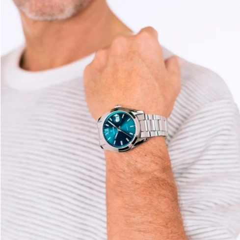 Дамски ръчен часовник с кварцов механизъм - корпус от Стомана - Стоманена верижка - цвят Тюркоаз Сив