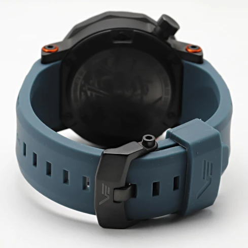 Мъжки ръчен часовник с автоматичен механизъм - корпус от Стомана - Естествена кожа - цвят Син Черен