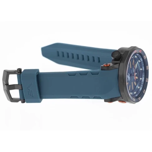 Мъжки ръчен часовник с автоматичен механизъм - корпус от Стомана - Естествена кожа - цвят Син Черен