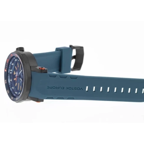 Мъжки ръчен часовник с автоматичен механизъм - корпус от Стомана - Естествена кожа - цвят Син Черен