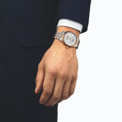 Мъжки ръчен часовник с автоматичен механизъм - корпус от Стомана - Стоманена верижка - цвят Сребрист Розово Злато