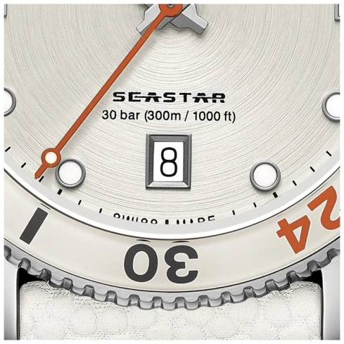 Дамски ръчен часовник с кварцов механизъм - корпус от Стомана - Естествена кожа - цвят Сив Оранжев