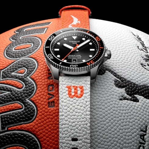 Дамски ръчен часовник с кварцов механизъм - корпус от Стомана - Естествена кожа - цвят Сив Оранжев