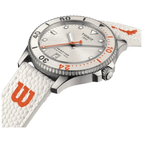 Дамски ръчен часовник с кварцов механизъм - корпус от Стомана - Естествена кожа - цвят Сив Оранжев