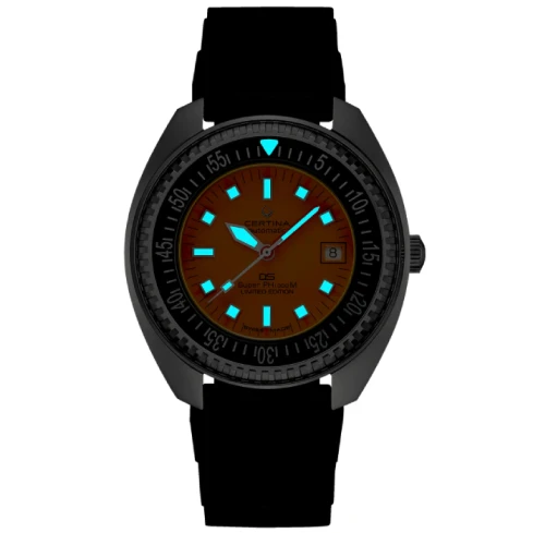 Мъжки ръчен часовник с автоматичен механизъм - корпус от Стомана - Каучук - цвят Оранжев Черен