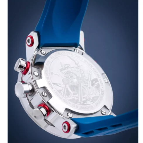 Мъжки ръчен часовник с кварцов механизъм - корпус от Стомана - Силиконова каишка - цвят Бял Син