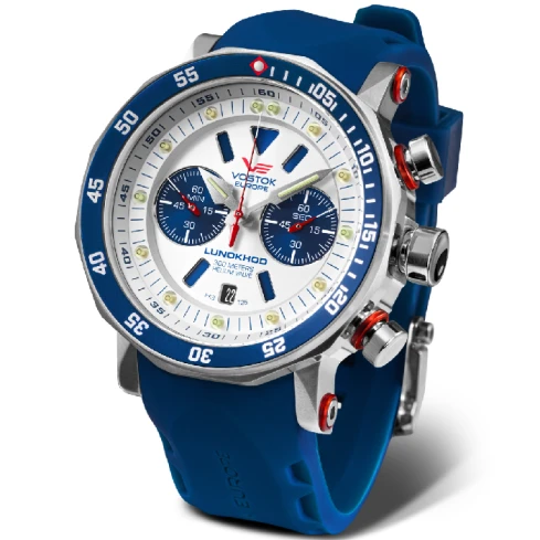 Мъжки ръчен часовник с кварцов механизъм - корпус от Стомана - Силиконова каишка - цвят Бял Син