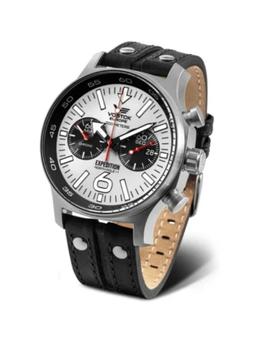 Мъжки ръчен часовник с кварцов механизъм - корпус от Стомана - Естествена кожа - цвят Бял Бял