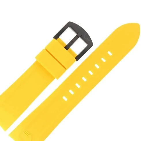 Мъжки ръчен часовник с автоматичен механизъм - корпус от Стомана - Естествена кожа - цвят Жълт Жълт