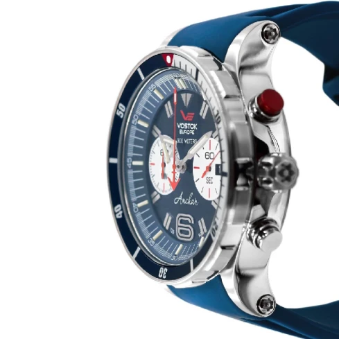 Мъжки ръчен часовник с кварцов механизъм - корпус от Стомана - Силиконова каишка - цвят Син Син