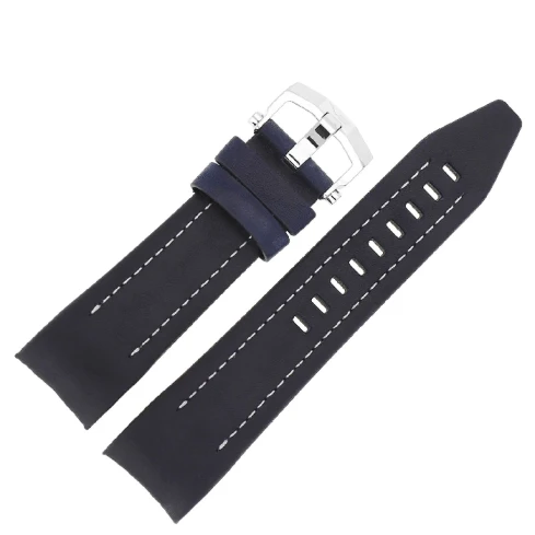 Мъжки ръчен часовник с кварцов механизъм - корпус от Стомана - Силиконова каишка - цвят Син Син